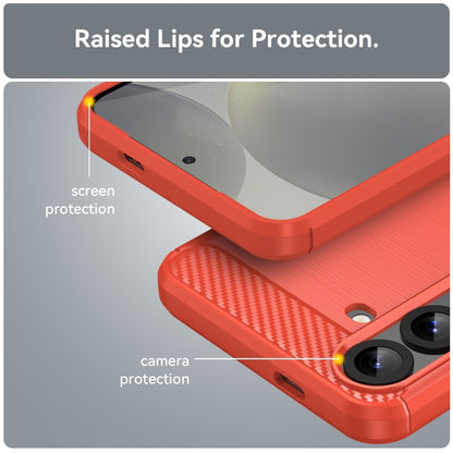 For Samsung Galaxy S25+ 5G Carbon Fiber Brushed Texture TPU Phone Case(Red) by buy2fix