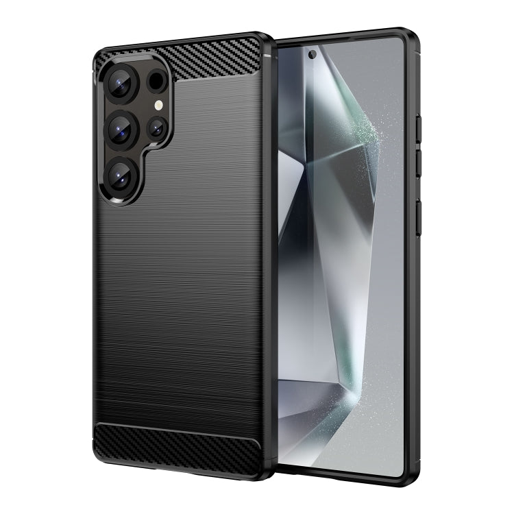 For Samsung Galaxy S25 Ultra 5G Carbon Fiber Brushed Texture TPU Phone Case(Black) by buy2fix