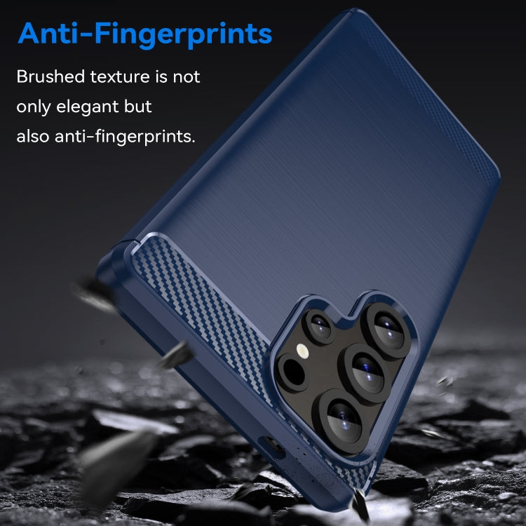 For Samsung Galaxy S25 Ultra 5G Carbon Fiber Brushed Texture TPU Phone Case(Blue) by buy2fix
