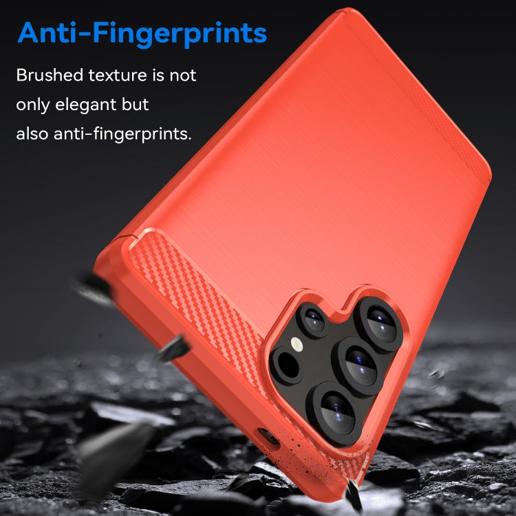 For Samsung Galaxy S25 Ultra 5G Carbon Fiber Brushed Texture TPU Phone Case(Red) by buy2fix