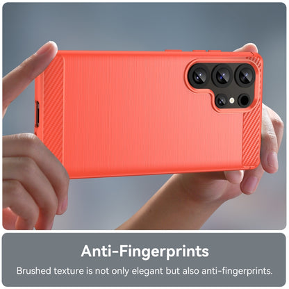 For Samsung Galaxy S25 Ultra 5G Carbon Fiber Brushed Texture TPU Phone Case(Red) by buy2fix