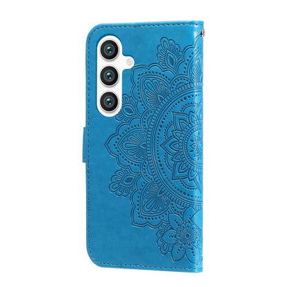 For Samsung Galaxy S25 5G Seven-petal Flowers Embossing Leather Phone Case(Blue) by buy2fix