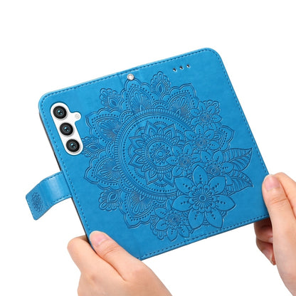 For Samsung Galaxy S25 5G Seven-petal Flowers Embossing Leather Phone Case(Blue) by buy2fix