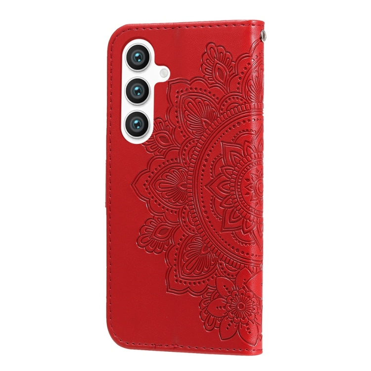 For Samsung Galaxy S25 5G Seven-petal Flowers Embossing Leather Phone Case(Red) by buy2fix