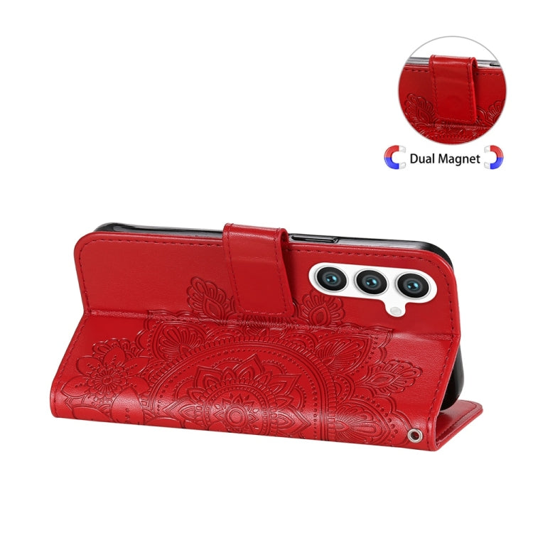 For Samsung Galaxy S25 5G Seven-petal Flowers Embossing Leather Phone Case(Red) by buy2fix