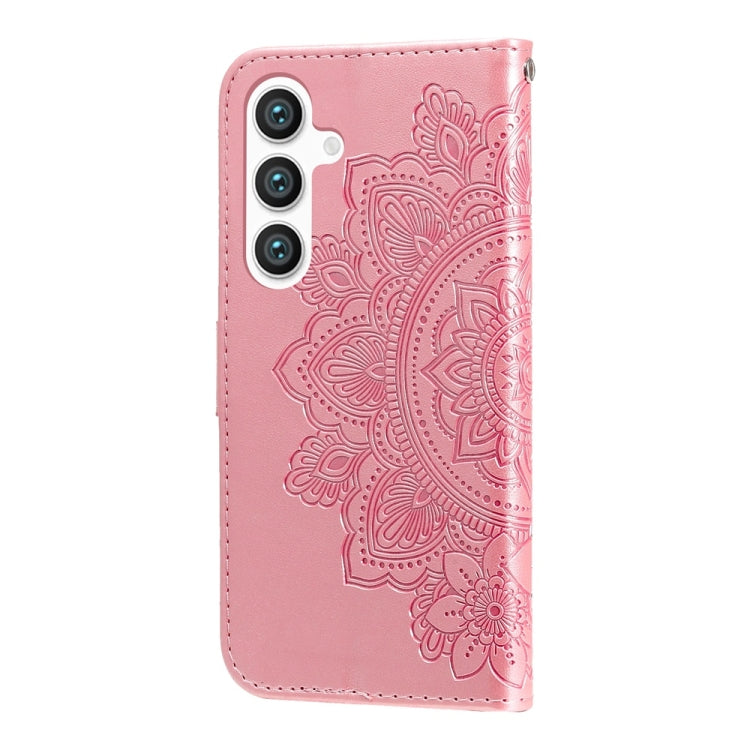 For Samsung Galaxy S25 5G Seven-petal Flowers Embossing Leather Phone Case(Rose Gold) by buy2fix