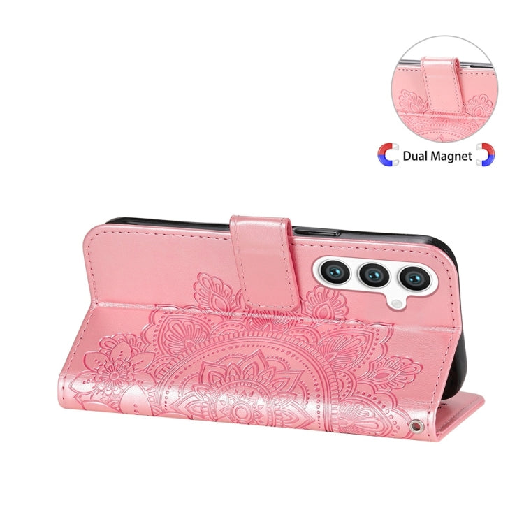 For Samsung Galaxy S25 5G Seven-petal Flowers Embossing Leather Phone Case(Rose Gold) by buy2fix