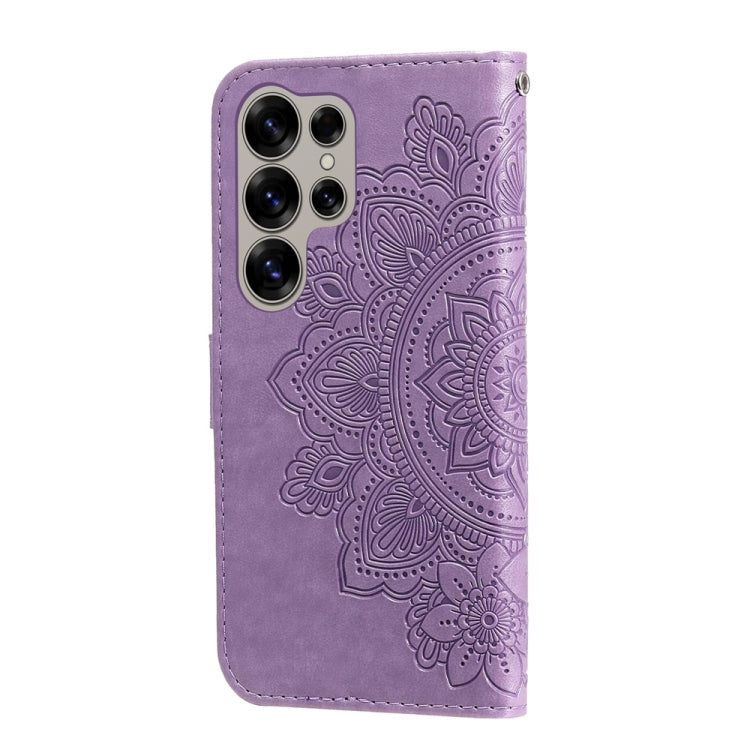 For Samsung Galaxy S25 Ultra 5G Seven-petal Flowers Embossing Leather Phone Case(Light Purple) by buy2fix
