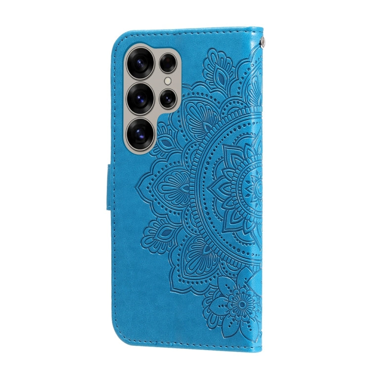 For Samsung Galaxy S25 Ultra 5G Seven-petal Flowers Embossing Leather Phone Case(Blue) by buy2fix