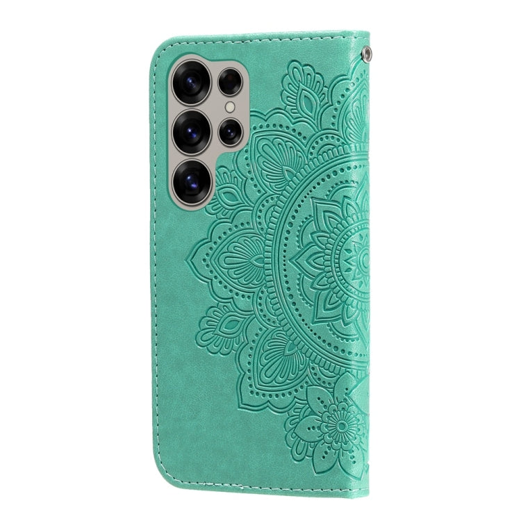 For Samsung Galaxy S25 Ultra 5G Seven-petal Flowers Embossing Leather Phone Case(Green) by buy2fix