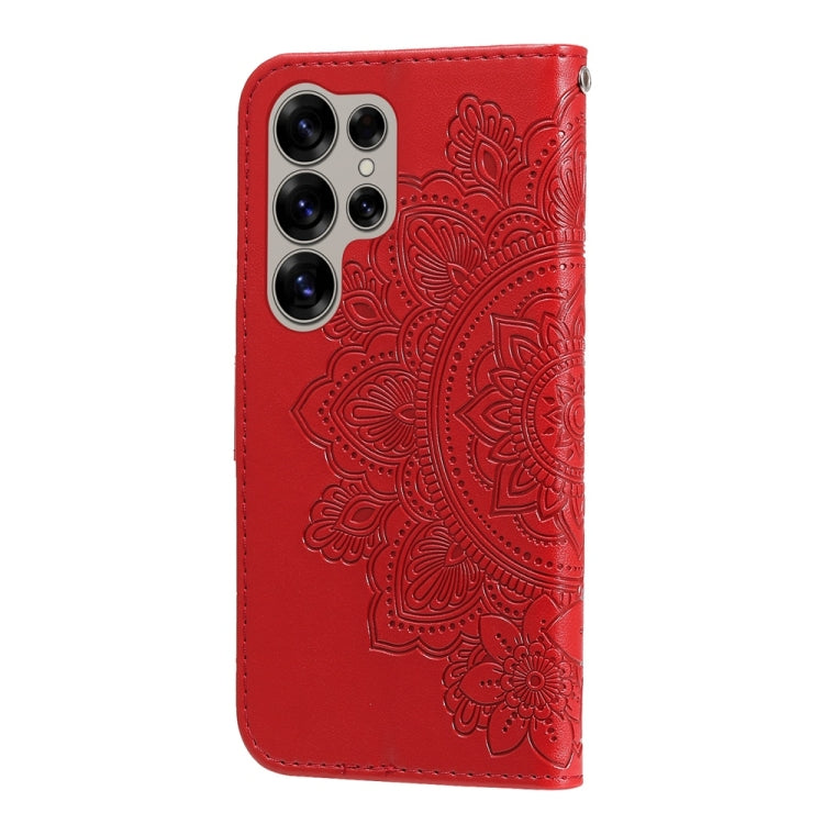 For Samsung Galaxy S25 Ultra 5G Seven-petal Flowers Embossing Leather Phone Case(Red) by buy2fix