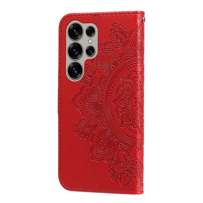 For Samsung Galaxy S25 Ultra 5G Seven-petal Flowers Embossing Leather Phone Case(Red) by buy2fix