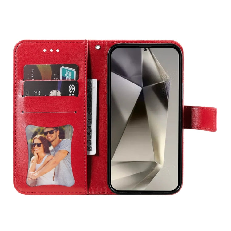 For Samsung Galaxy S25 Ultra 5G Seven-petal Flowers Embossing Leather Phone Case(Red) by buy2fix