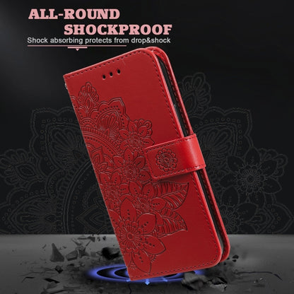 For Samsung Galaxy S25 Ultra 5G Seven-petal Flowers Embossing Leather Phone Case(Red) by buy2fix