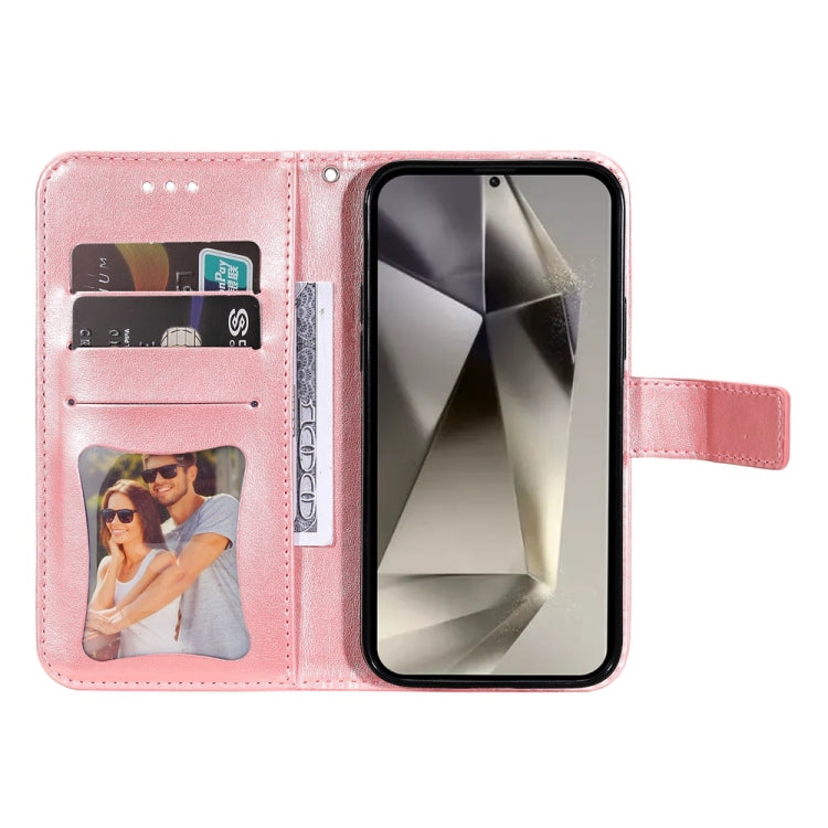 For Samsung Galaxy S25 Ultra 5G Seven-petal Flowers Embossing Leather Phone Case(Rose Gold) by buy2fix