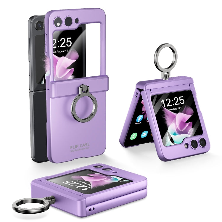 For Samsung Galaxy Z Flip5 5G Integrated Folding Ring Phone Case with Hinge(Purple) - Galaxy Z Flip5 Cases by buy2fix | Online Shopping UK | buy2fix
