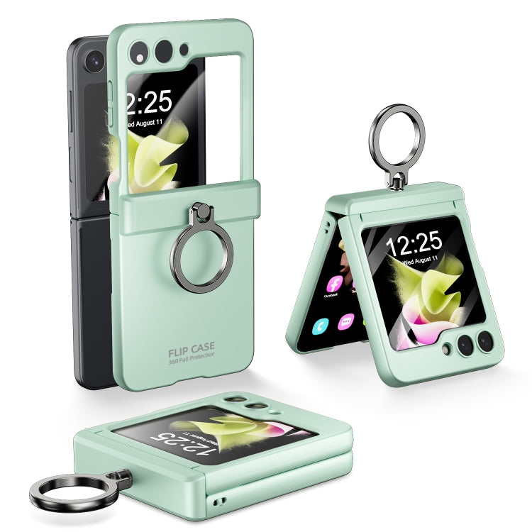 For Samsung Galaxy Z Flip5 5G Integrated Folding Ring Phone Case with Hinge(Green) - Galaxy Z Flip5 Cases by buy2fix | Online Shopping UK | buy2fix