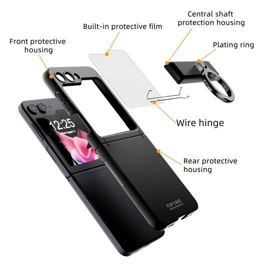 For Samsung Galaxy Z Flip5 5G Integrated Folding Ring Phone Case with Hinge(Green) - Galaxy Z Flip5 Cases by buy2fix | Online Shopping UK | buy2fix