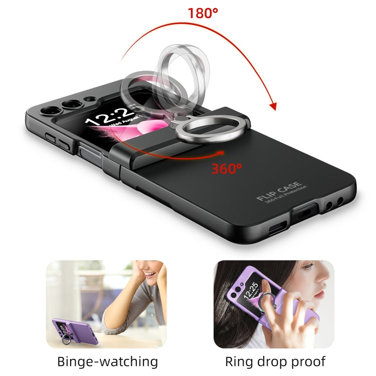 For Samsung Galaxy Z Flip5 5G Integrated Folding Ring Phone Case with Hinge(Black) - Galaxy Z Flip5 Cases by buy2fix | Online Shopping UK | buy2fix