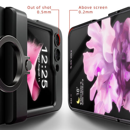 For Samsung Galaxy Z Flip5 5G Integrated Folding Ring Phone Case with Hinge(Black) - Galaxy Z Flip5 Cases by buy2fix | Online Shopping UK | buy2fix