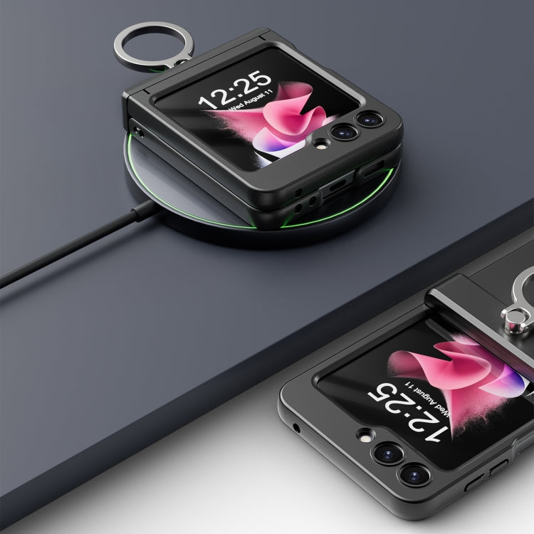 For Samsung Galaxy Z Flip5 5G Integrated Folding Ring Phone Case with Hinge(Black) - Galaxy Z Flip5 Cases by buy2fix | Online Shopping UK | buy2fix