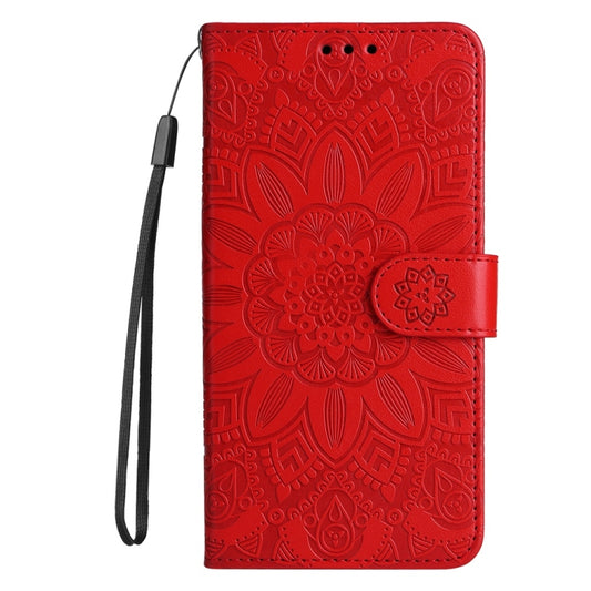 For Samsung Galaxy S25 5G Embossed Sunflower Leather Phone Case(Red) by buy2fix