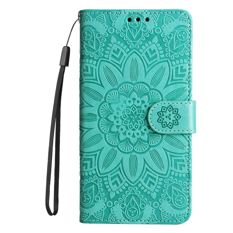 For Samsung Galaxy S25 5G Embossed Sunflower Leather Phone Case(Green) by buy2fix