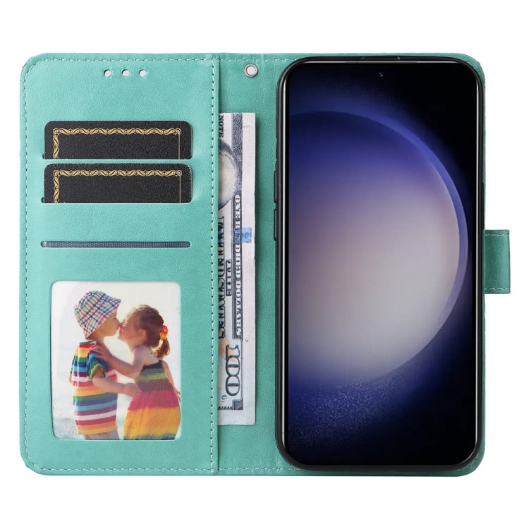 For Samsung Galaxy S25 5G Embossed Sunflower Leather Phone Case(Green) by buy2fix