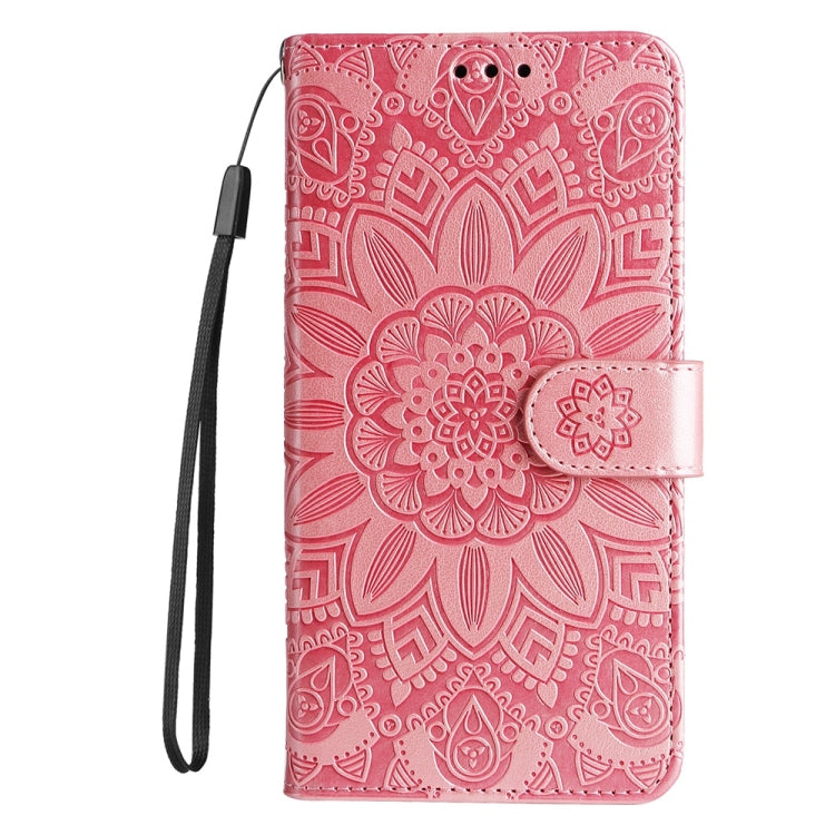 For Samsung Galaxy S25 5G Embossed Sunflower Leather Phone Case(Rose Gold) by buy2fix