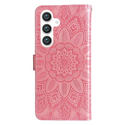 For Samsung Galaxy S25 5G Embossed Sunflower Leather Phone Case(Rose Gold) by buy2fix