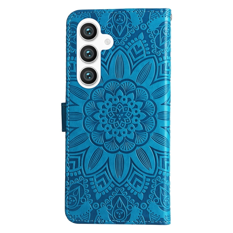 For Samsung Galaxy S25+ 5G Embossed Sunflower Leather Phone Case(Blue) by buy2fix
