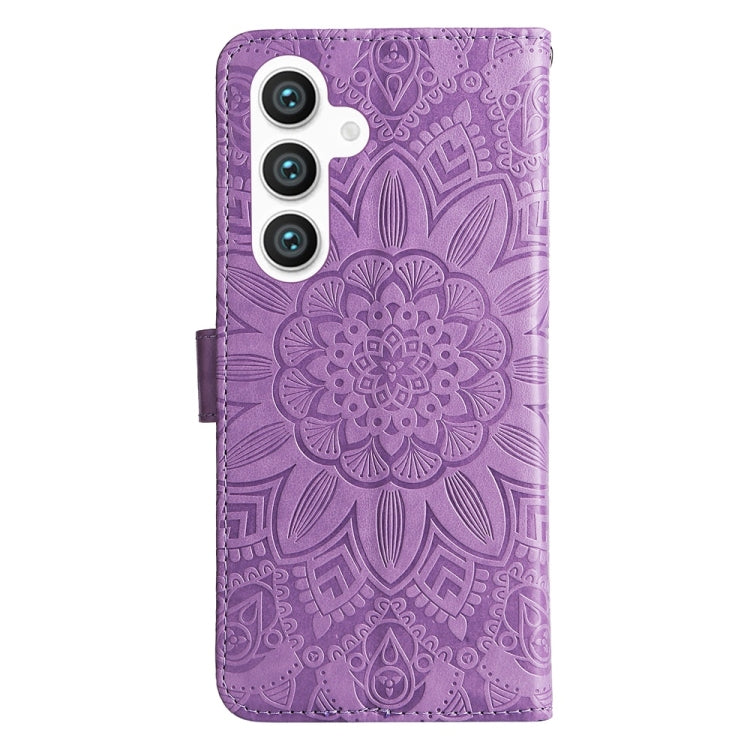 For Samsung Galaxy S25+ 5G Embossed Sunflower Leather Phone Case(Purple) by buy2fix