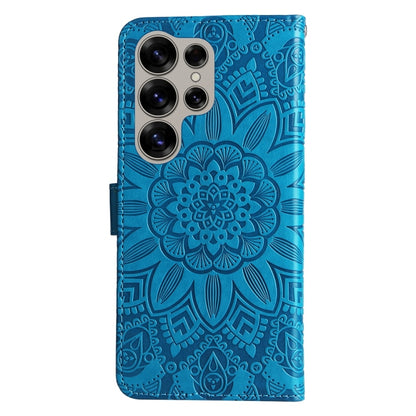 For Samsung Galaxy S25 Ultra 5G Embossed Sunflower Leather Phone Case(Blue) by buy2fix
