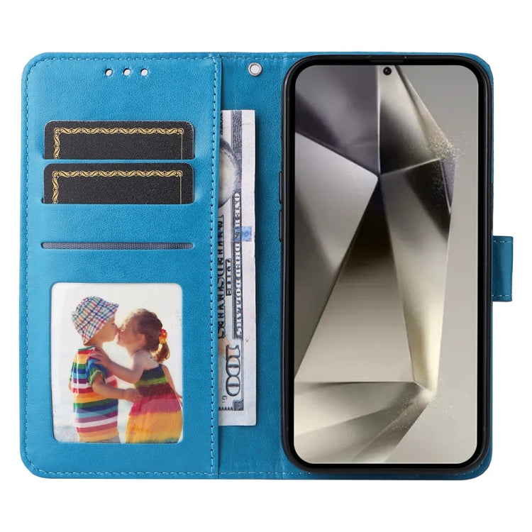 For Samsung Galaxy S25 Ultra 5G Embossed Sunflower Leather Phone Case(Blue) by buy2fix