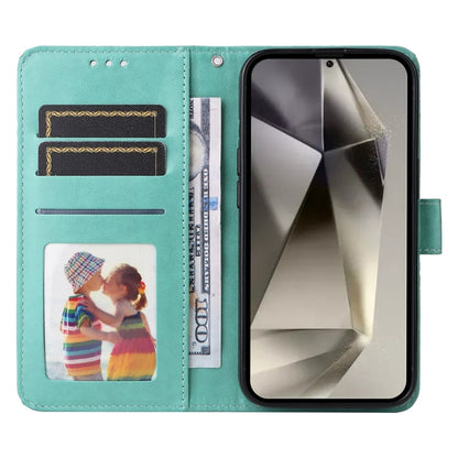 For Samsung Galaxy S25 Ultra 5G Embossed Sunflower Leather Phone Case(Green) by buy2fix