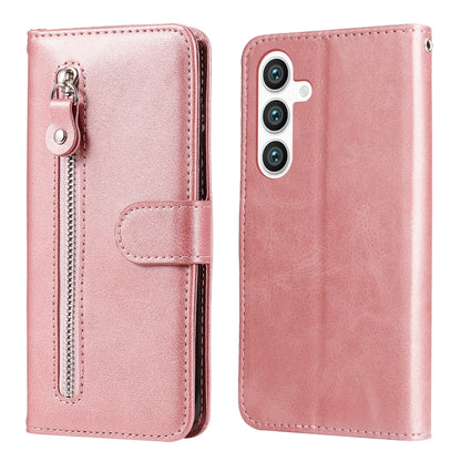 For Samsung Galaxy S25 5G Fashion Calf Texture Zipper Leather Phone Case(Rose Gold) by buy2fix
