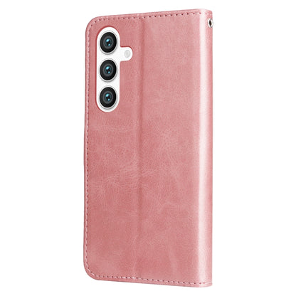 For Samsung Galaxy S25 5G Fashion Calf Texture Zipper Leather Phone Case(Rose Gold) by buy2fix