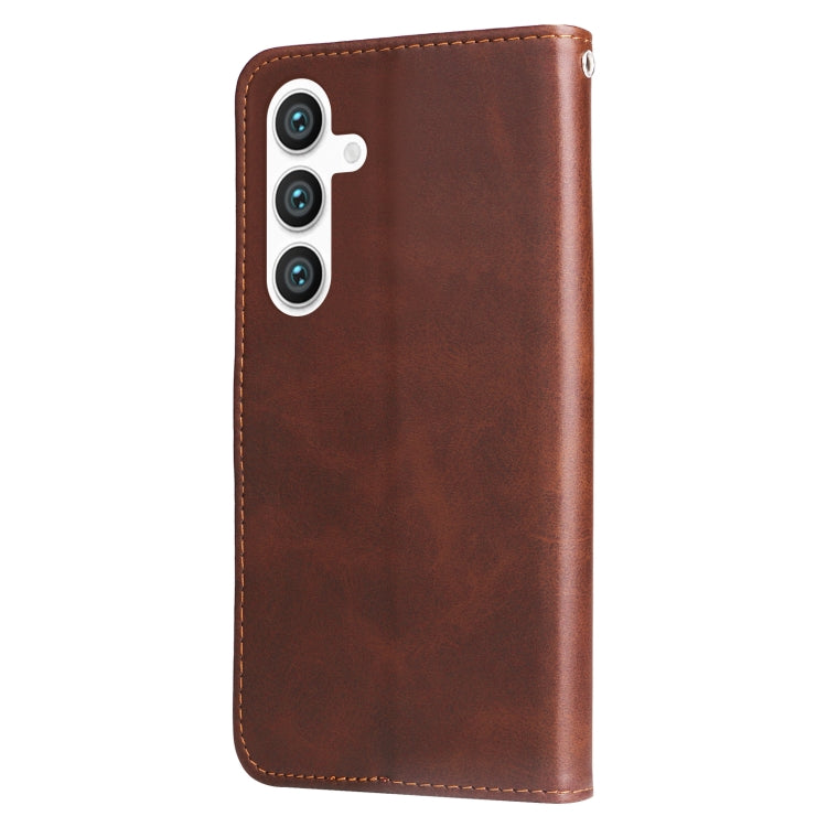 For Samsung Galaxy S25 5G Fashion Calf Texture Zipper Leather Phone Case(Brown) by buy2fix