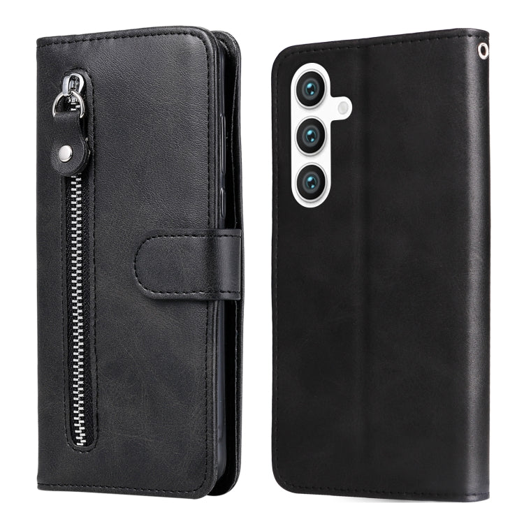 For Samsung Galaxy S25 5G Fashion Calf Texture Zipper Leather Phone Case(Black) by buy2fix