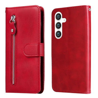 For Samsung Galaxy S25 5G Fashion Calf Texture Zipper Leather Phone Case(Red) by buy2fix