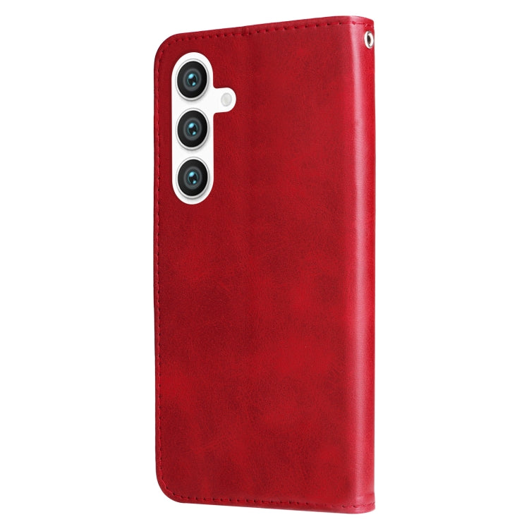 For Samsung Galaxy S25 5G Fashion Calf Texture Zipper Leather Phone Case(Red) by buy2fix