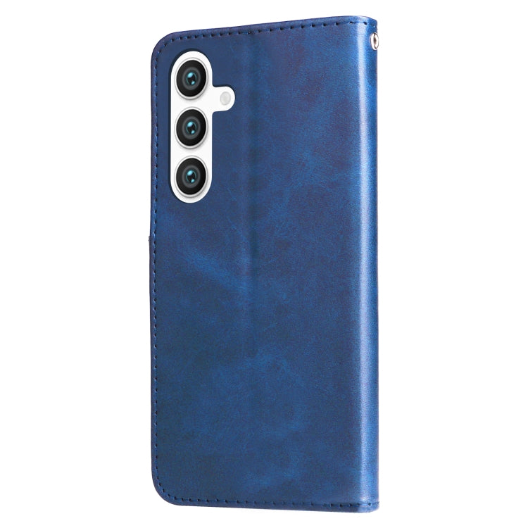 For Samsung Galaxy S25+ 5G Fashion Calf Texture Zipper Leather Phone Case(Blue) by buy2fix