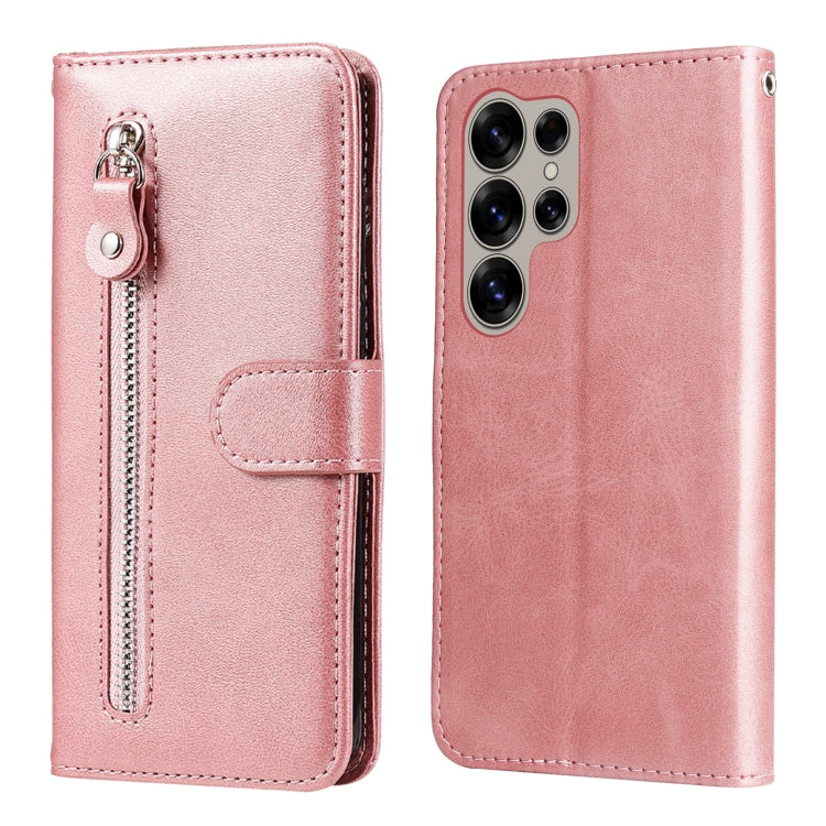 For Samsung Galaxy S25 Ultra 5G Fashion Calf Texture Zipper Leather Phone Case(Rose Gold) by buy2fix