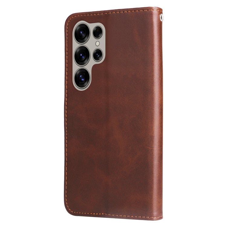 For Samsung Galaxy S25 Ultra 5G Fashion Calf Texture Zipper Leather Phone Case(Brown) by buy2fix