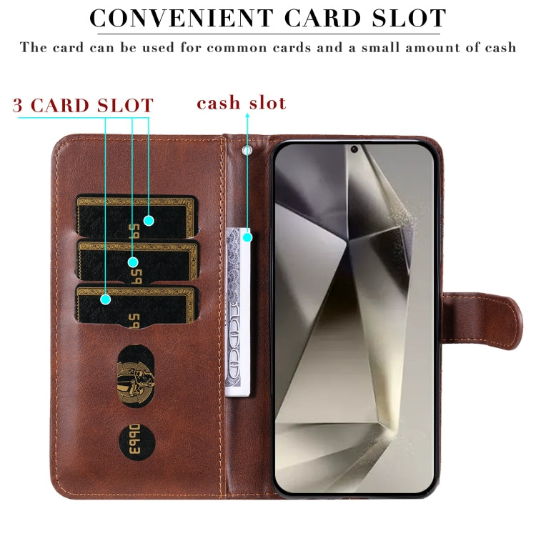 For Samsung Galaxy S25 Ultra 5G Fashion Calf Texture Zipper Leather Phone Case(Brown) by buy2fix