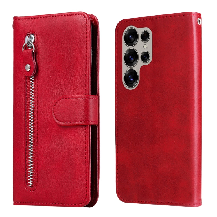 For Samsung Galaxy S25 Ultra 5G Fashion Calf Texture Zipper Leather Phone Case(Red) by buy2fix