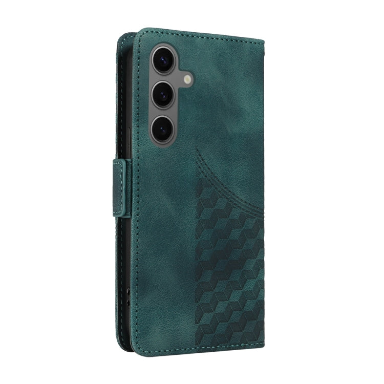 For Samsung Galaxy S25 5G Embossed Rhombus Starry Leather Phone Case(Green) by buy2fix