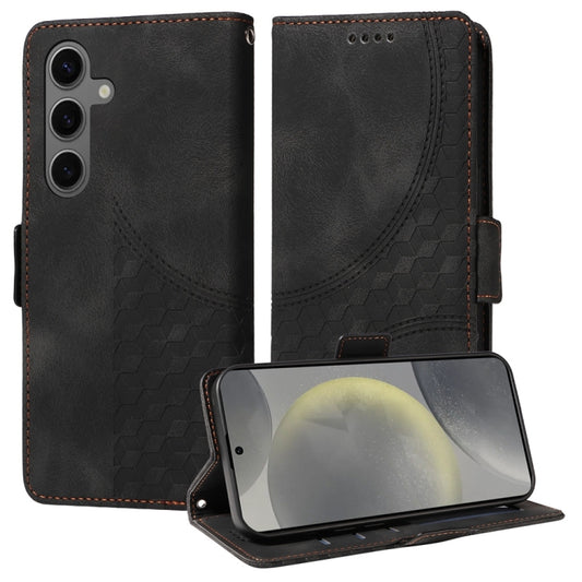 For Samsung Galaxy S25 5G Embossed Rhombus Starry Leather Phone Case(Black) by buy2fix