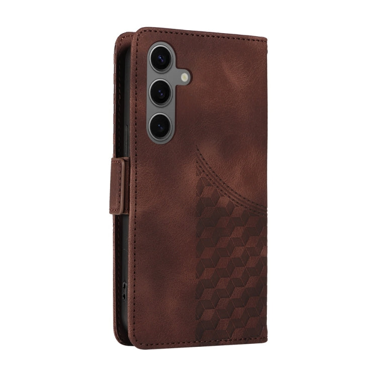 For Samsung Galaxy S25 5G Embossed Rhombus Starry Leather Phone Case(Brown) by buy2fix