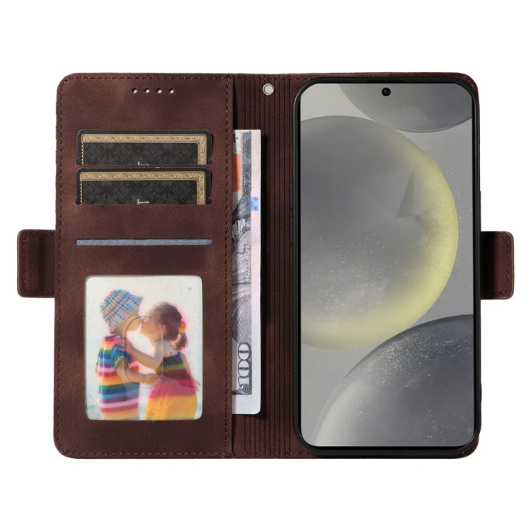 For Samsung Galaxy S25 5G Embossed Rhombus Starry Leather Phone Case(Brown) by buy2fix